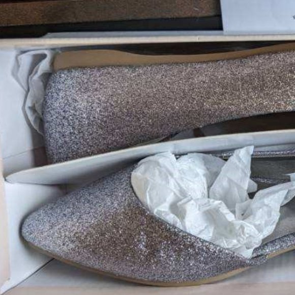 Silver Flats, Glam Glitter Holiday Dress Shoes, BP brand sz 8 Near Perfect - Picture 10 of 14